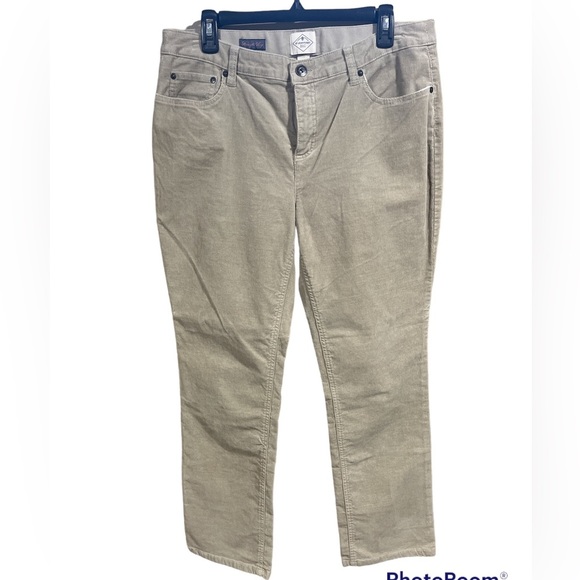 St John’s Bay Straight Leg Comfort Waist Tan Corduroy Pants Size 14 - Picture 2 of 8